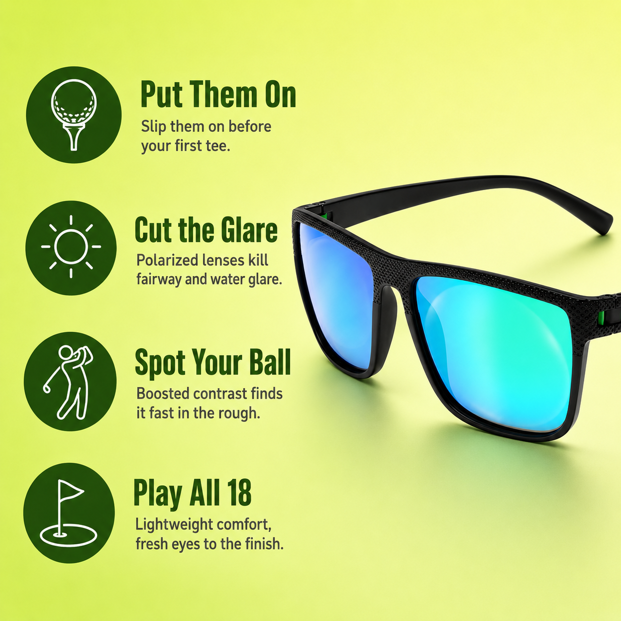 Fairsight Pro™: Zero-Glare Polarized Golf Sunglasses
