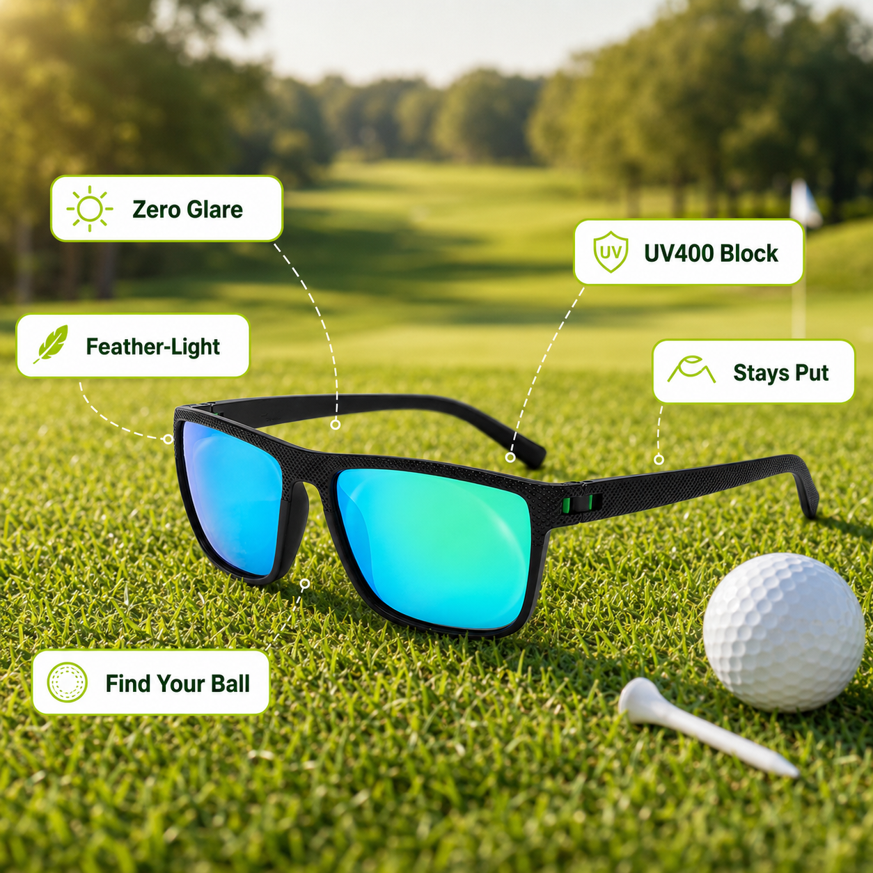 Fairsight Pro™: Zero-Glare Polarized Golf Sunglasses